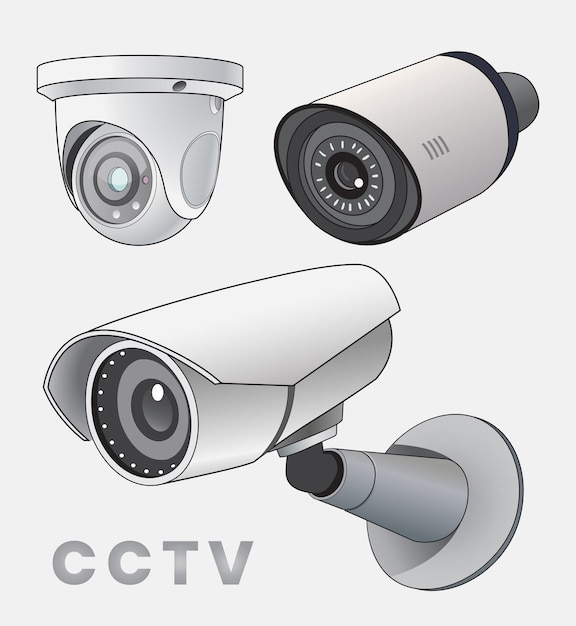 Un conjunto de ilustración de dispositivos cctv