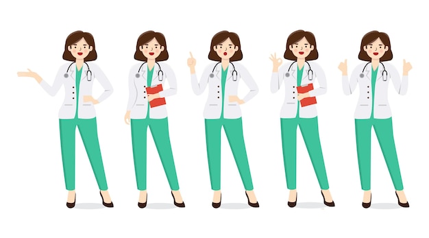 Conjunto de ilustración de doctor