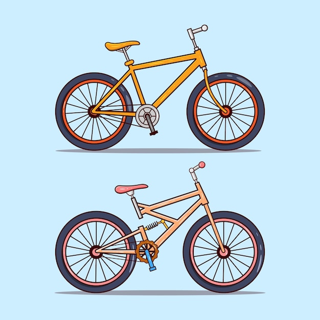 Vector conjunto de ilustración de dos bicicletas