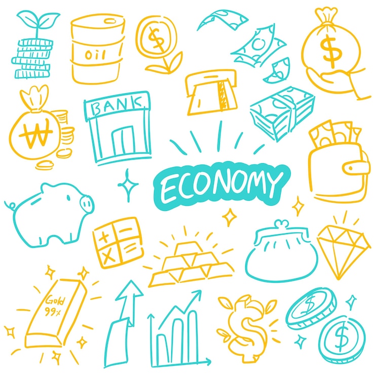 Conjunto de ilustración económica dibujada a mano