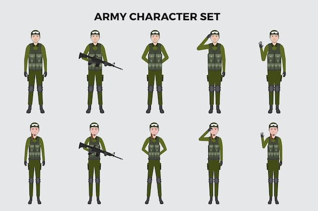 Conjunto de ilustración del ejército