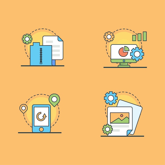 Conjunto de ilustración de elementos de sitio web