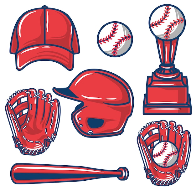 Vector conjunto de ilustración de equipo de béisbol