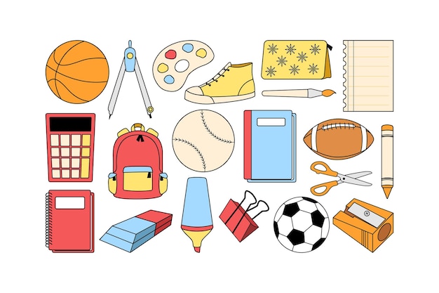Conjunto de ilustración de escuela Doodle
