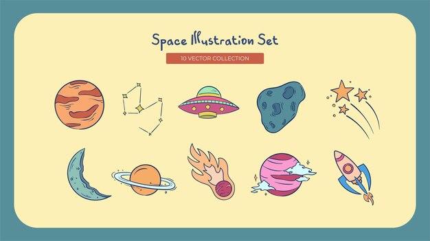Conjunto de ilustración de espacio