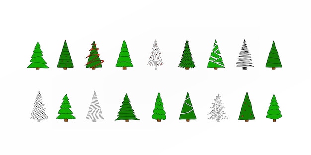 Conjunto de ilustración estilizada de árboles de navidad