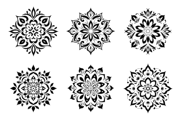 Vector conjunto de ilustración de flor de mandala