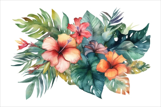 Conjunto de ilustración floral aislado Plantilla de elementos de flor decorativa Ilustración de dibujos animados plana aislada