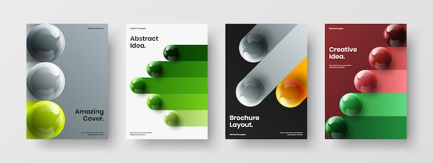 Conjunto de ilustración de folleto corporativo de bolas limpias realistas