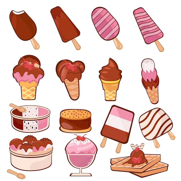 Conjunto de ilustración de helado