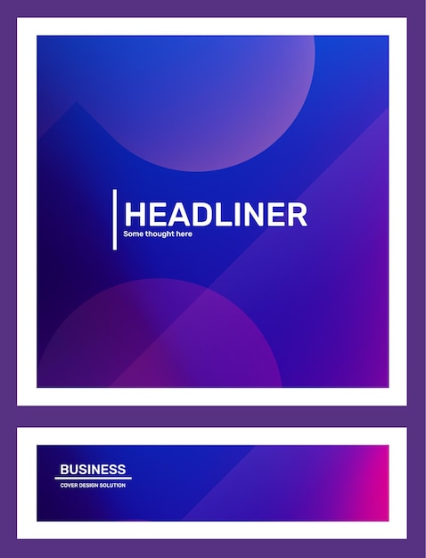 Conjunto de ilustración horizontal abstracta púrpura creativa en marco con gradiente empresarial bokeh
