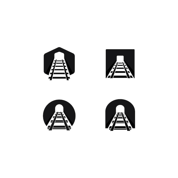 Vector conjunto de ilustración de icono de ferrocarril