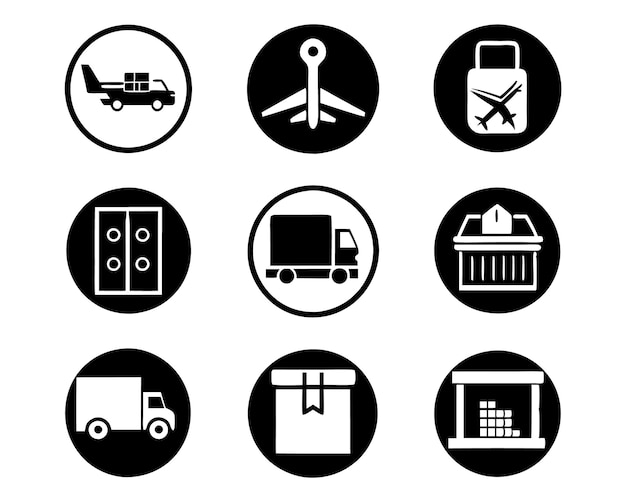 conjunto de ilustración de icono logístico entrega transporte envío negocio industria de carga