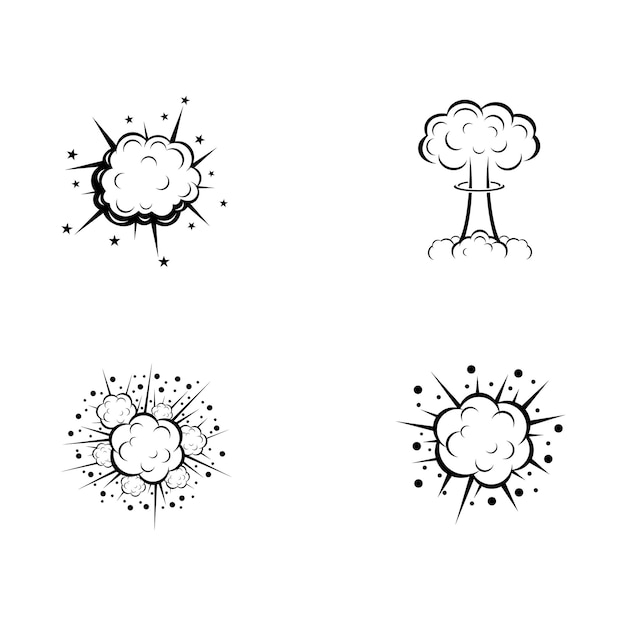 Conjunto de ilustración de icono de logotipo de vector de explosión de bomba