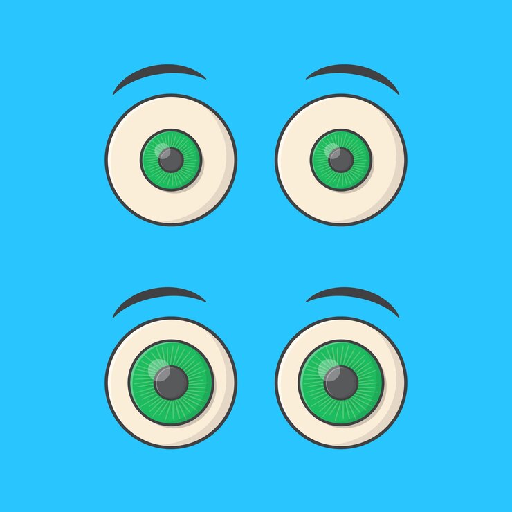Vector conjunto de ilustración de icono de vector de ojos de dibujos animados. icono plano del ojo humano