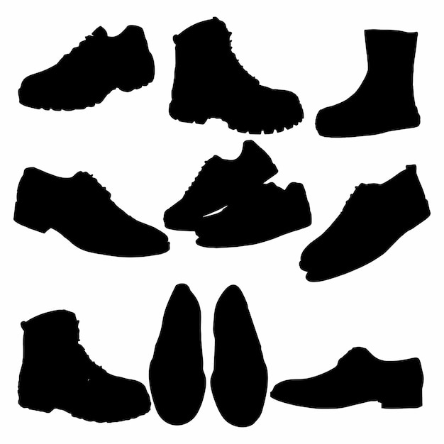 conjunto de ilustración de icono de zapatos de silueta