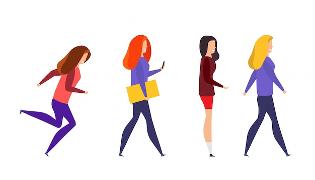 Conjunto de ilustración de mujer en acción