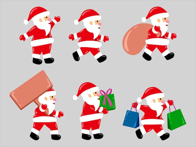 Conjunto de ilustración de Navidad Santa Claus