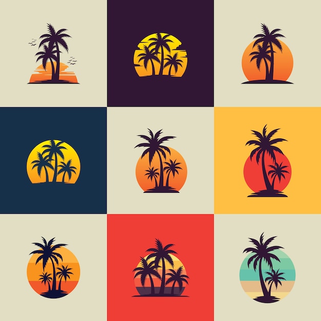 Conjunto de ilustración de palmera