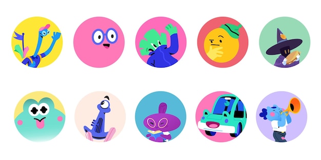 Vector conjunto de ilustración de paquete de avatar de dibujos animados