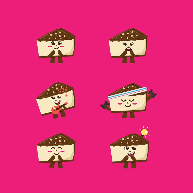 Conjunto de ilustración de personaje de mascota de pastel de avellana lindo kawaii plano