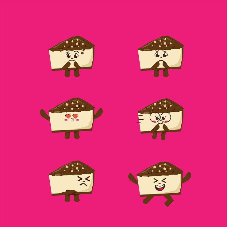 Conjunto de ilustración de personaje de mascota de pastel de avellana lindo kawaii plano