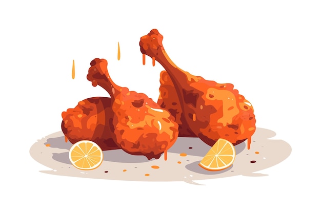 Vector conjunto de ilustración de piezas de pierna de pollo caliente y crujiente conjunto de ilustración de piezas de pollo frito