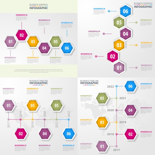 Conjunto de ilustración de plantilla de diseño de infografías de negocios