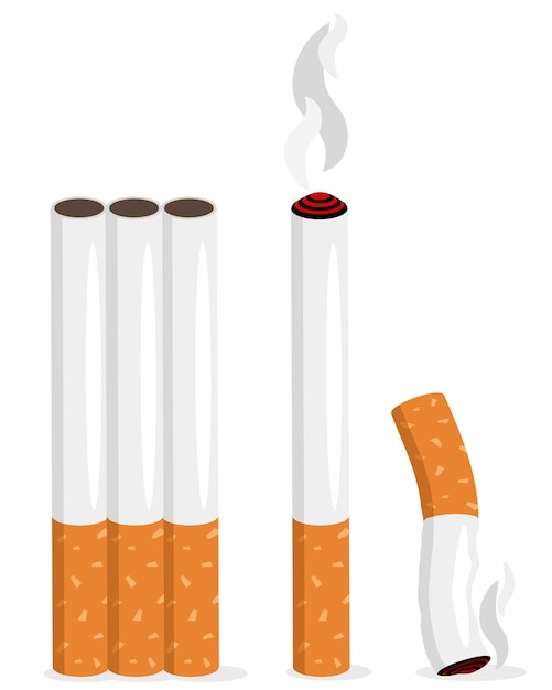 Vector conjunto de ilustración realista de cigarrillos