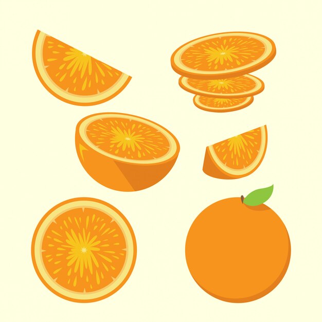 Conjunto de ilustración de rodajas de naranja
