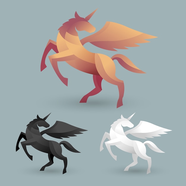 Vector conjunto de ilustración de unicornio de estilo artesanal