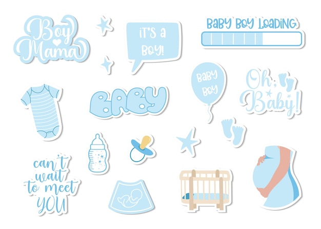 Conjunto de ilustración de vector de bebé niño