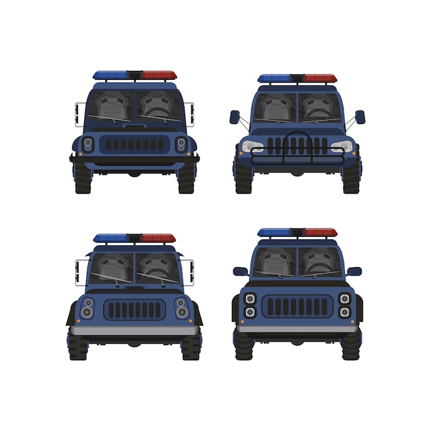 Conjunto ilustración de vector de coche de policía vacío ilustración de vector de auto de policía de alto rendimiento