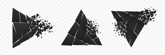 Conjunto de ilustración de vector de diseño de estilo plano roto y destrozado de explosión de forma