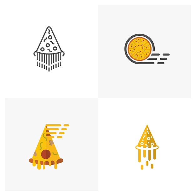 Conjunto de ilustración de vector de diseño de icono de logotipo de pizza logotipo de diseño de concepto de pizza plantilla de logotipo de alimentos