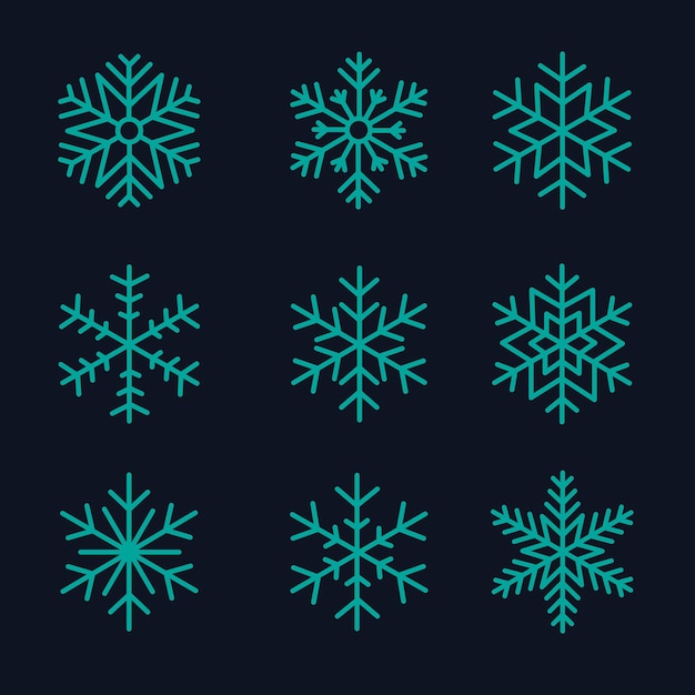 Conjunto de ilustración de vector de diseño de Navidad de copos de nieve