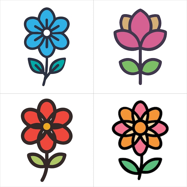 Conjunto de ilustración de vector de flor