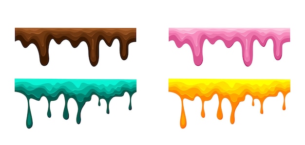 conjunto de ilustración de vector de goteo colorido