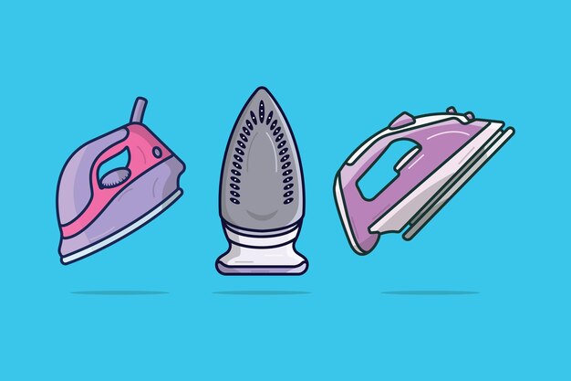 Conjunto de ilustración de vector de hierro eléctrico de casa colorida Concepto de icono de objetos interiores de casa