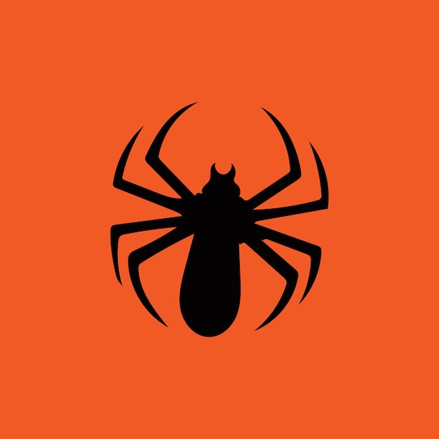 Conjunto de ilustración de vector de insecto araña con fondo naranja