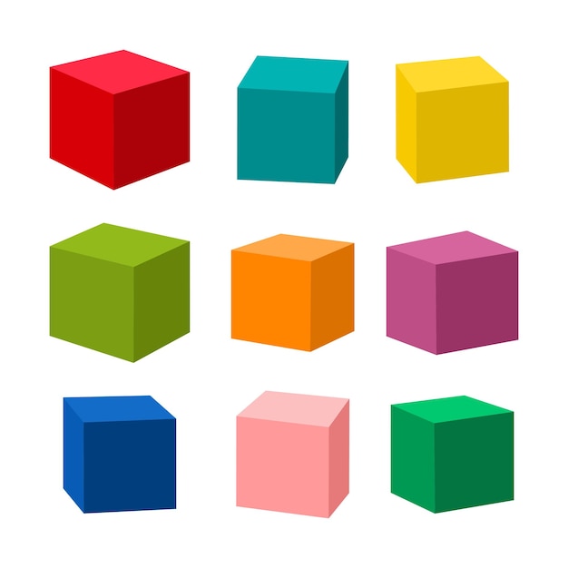 Vector conjunto de ilustración de vector de ladrillos de juguete colorido en blanco