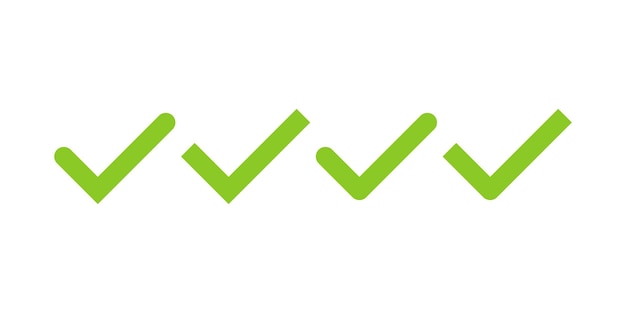Conjunto de ilustración de vector de marca de verificación verde Signo OK Icono de marca de lista de verificación