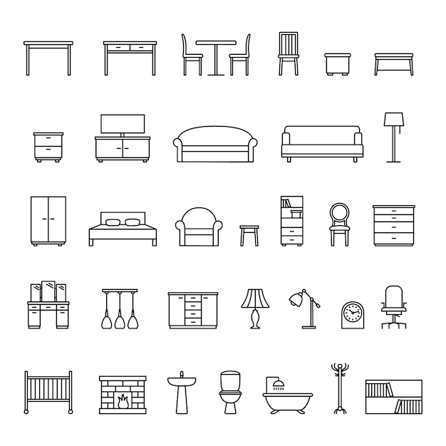 Conjunto de ilustración de vector de muebles para el hogar