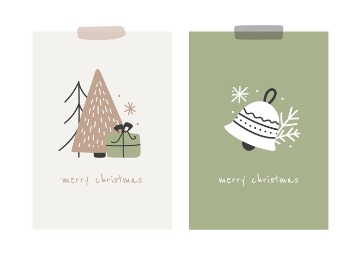 Vector conjunto de ilustración de vector de navidad de dibujos animados dibujados a mano
