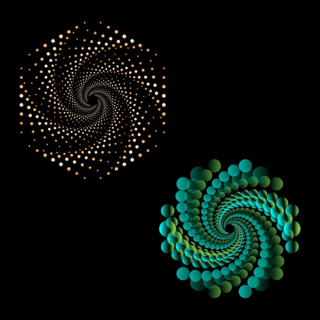 Conjunto de ilustración de vector de patrón de remolino punteado con estilo