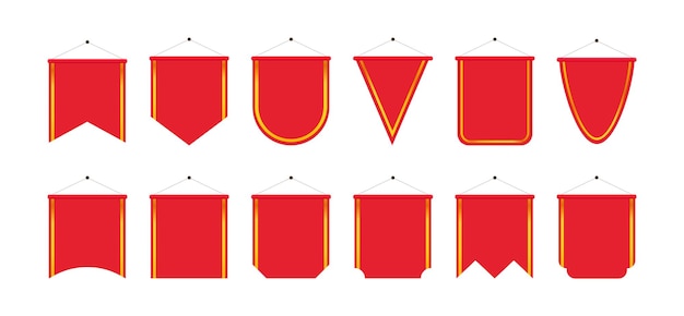 Conjunto de ilustración de vector de pergaminos rojos