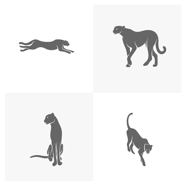 Conjunto de ilustración de vector de plantilla de logotipo de Cheetah