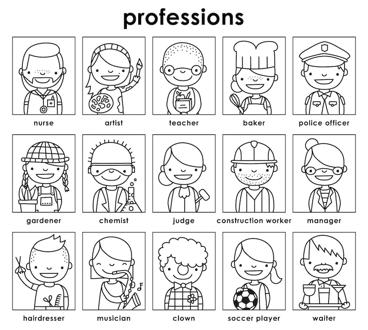 Vector conjunto de ilustración de vector de profesión