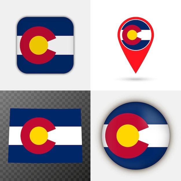 Conjunto de ilustración vectorial de la bandera del estado de Colorado