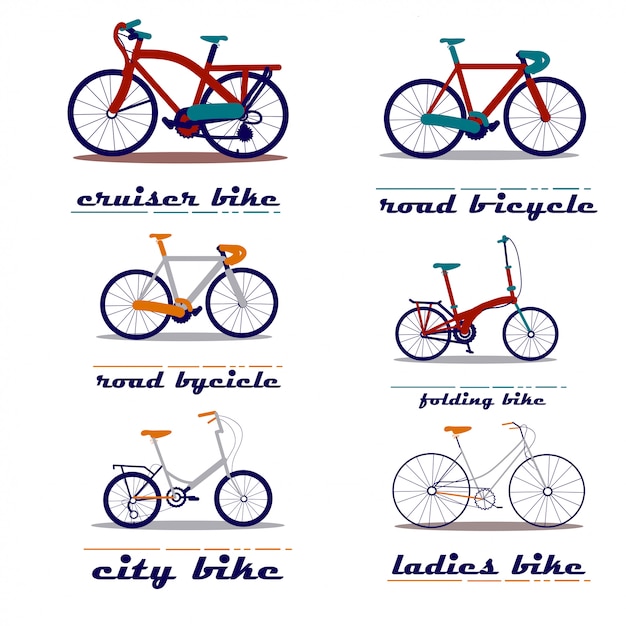conjunto de ilustración vectorial de bicicleta